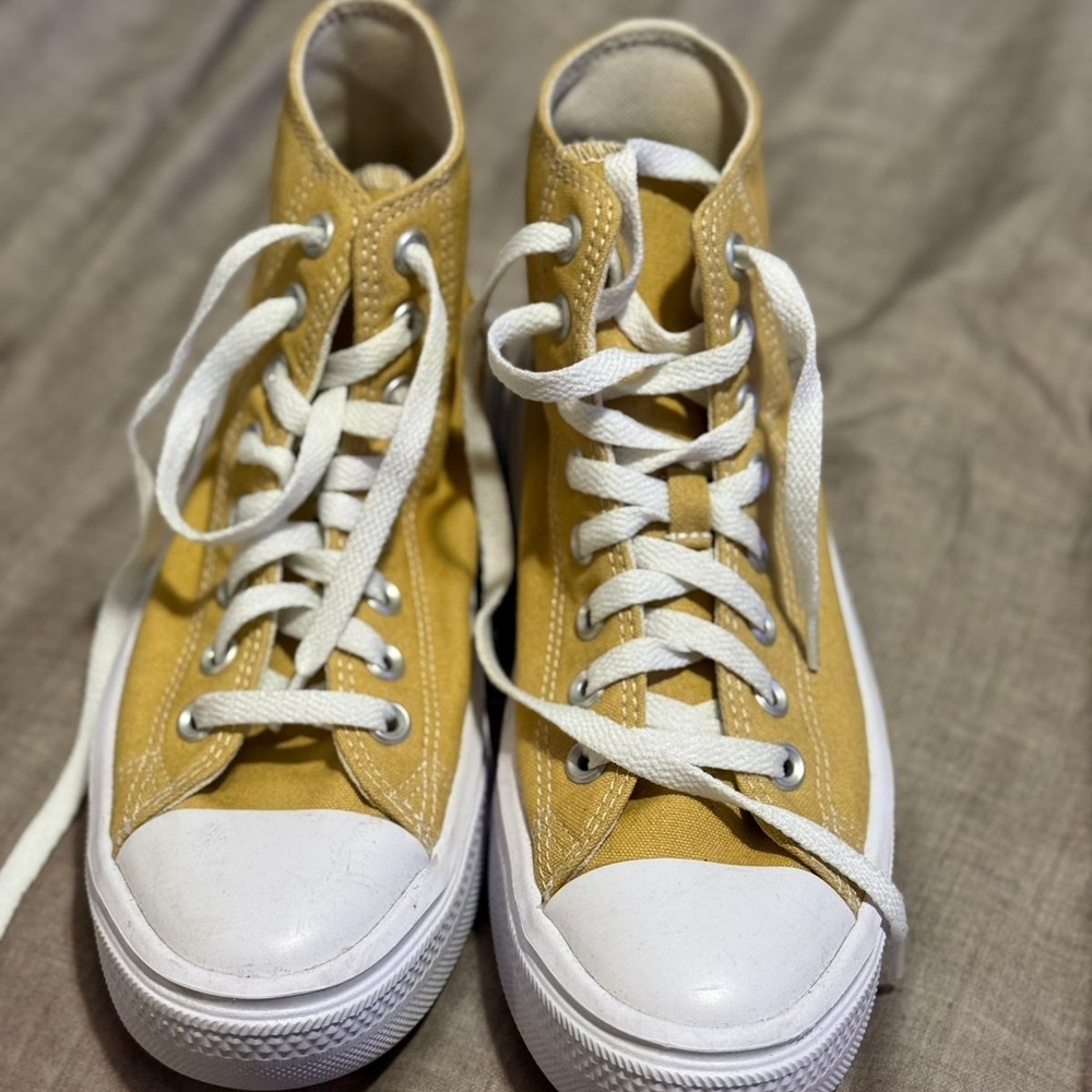 Converse Mustard High-Tops with White Accents